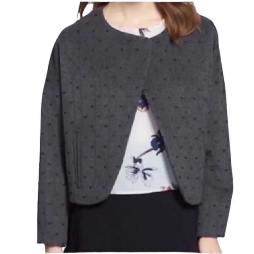 Chelsea28 Gray Crop Open Front Wool Blend Jacket (Size Large)